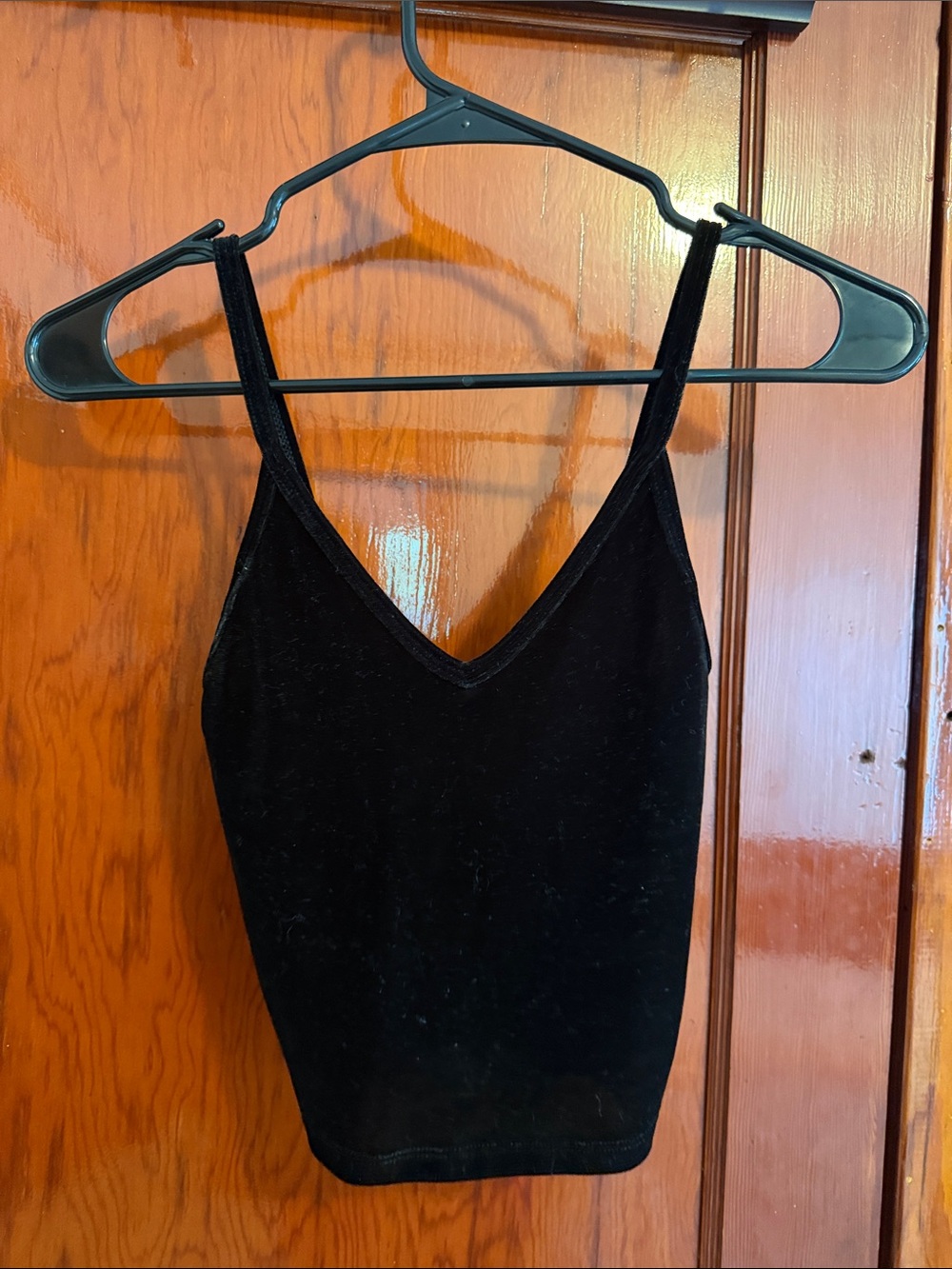 Black Velvet V-Neck Camisole Top - Women